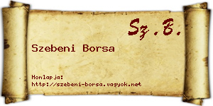 Szebeni Borsa névjegykártya